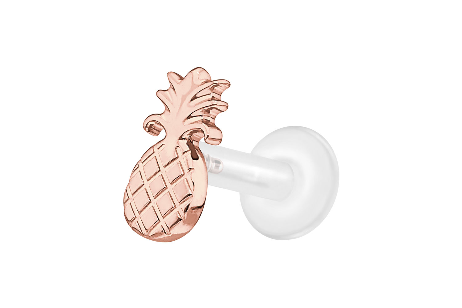 PTFE Labret Piercing mit Innengewinde + Titan-Aufsatz ANANAS